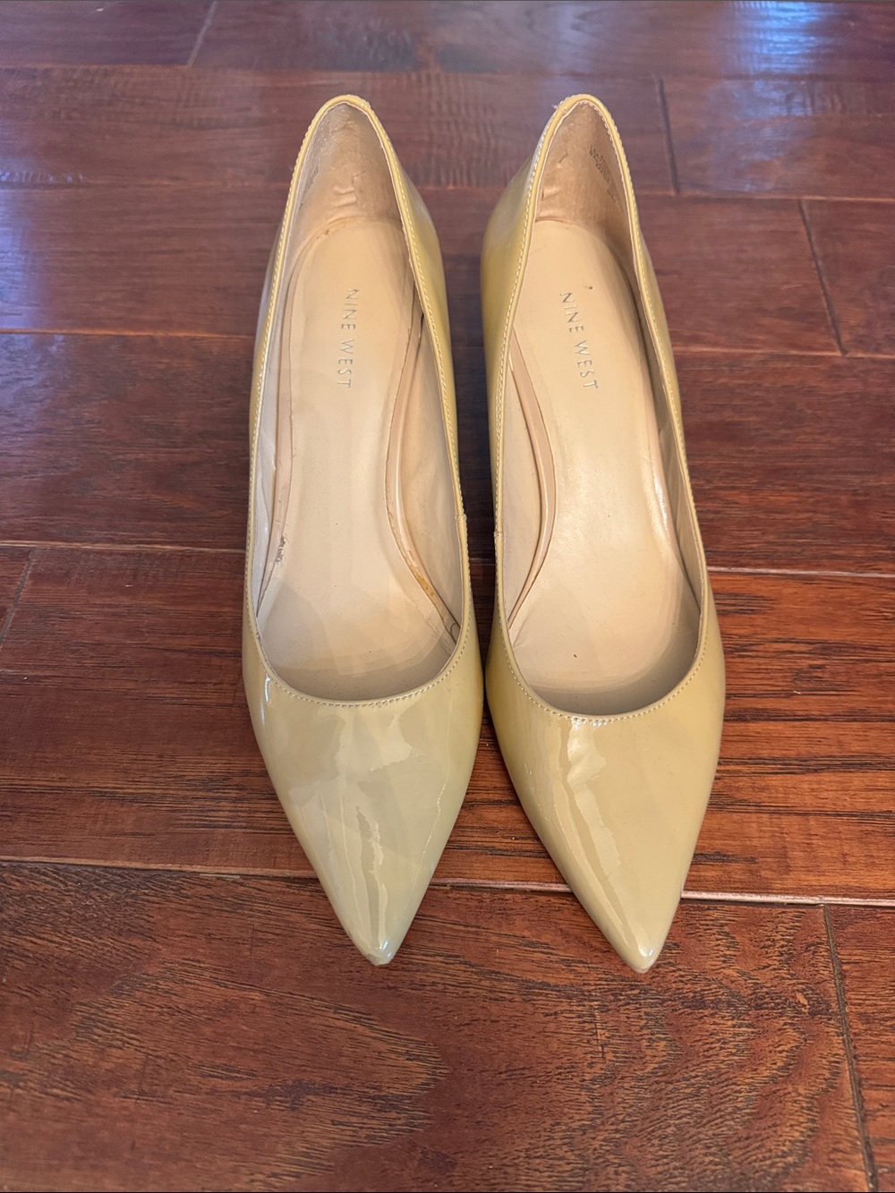 Nine West Glossy Mustard Patent Pointed-Toe Pumps